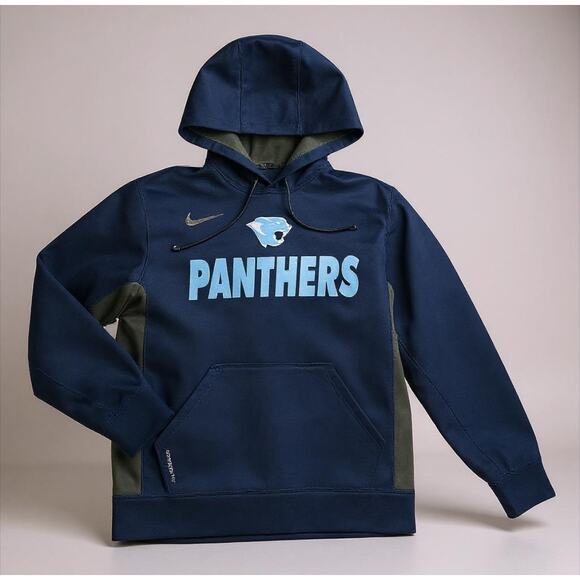 Nike Therma-Fit Carolina Panthers Hoodie Men’s Medium Navy Pullover NFL Football - Picture 1 of 10